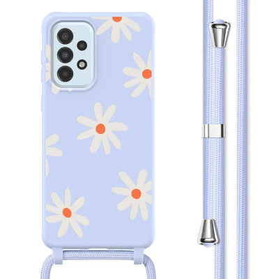 Afbeelding van imoshion hoesje Geschikt voor Samsung Galaxy A33 met koord Siliconen design Meerkleurig / Lila Flower Distance