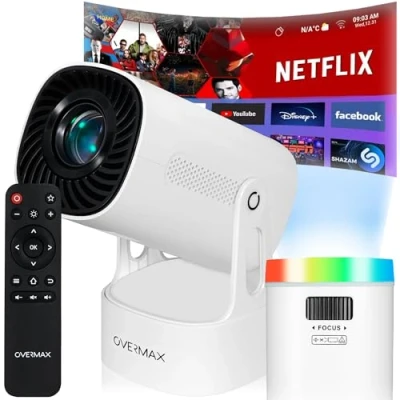 Afbeelding van Overmax Multipic EZ Mini Beamer Draagbaar met Batterij 4K Ondersteuning Android 9.0 200&quot; Projectie Keystone Correctie Miracast NightSky &amp; Ambiente