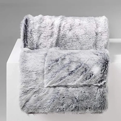 Afbeelding van Wicotex Plaid deken Fleece Grand Foulard Bank Antartica Afmeting 180x220cm Grijs Hoog polig Zacht en warme Plaidfleece