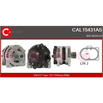 Afbeelding van CASCO CAL15431AS Dynamo / Alternator 12V 180A VOLKSWAGEN: GOLF 6, Sharan II, Passat B7 Saloon, SKODA: Superb II Hatchback