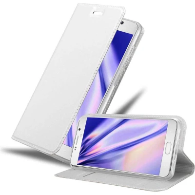 Afbeelding van Cadorabo Hoesje geschikt voor Samsung Galaxy NOTE 5 in CLASSY ZILVER Beschermhoes met magnetische sluiting, standfunctie en kaartvakje Book Case Cover Etui