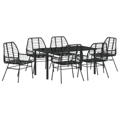 Afbeelding van vidaXL 7 Delig Tuin Eetset Zwart Poly Rattan