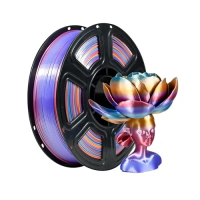 Afbeelding van iBOSS Cosmic Rainbow 3D PLA PRO filament 1,75 mm +/ 0,02 mm, 1 kg zijde PLA+ printer kleurverandering regenboog meerkleurig duurzaam Plus voor