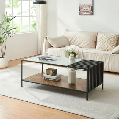 Afbeelding van Salontafel Pärghos zwart en donker eikenkleurig [en.casa]