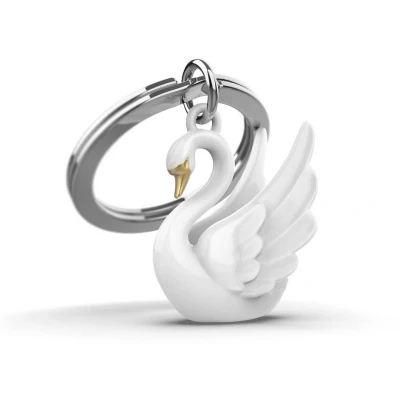 Afbeelding van METALMORPHOSE MTM143 01, sleutelhanger zwaan, elegante sleutelhanger, origineel accessoire, cadeau voor dames, wit, één maat, Wit., Eenheidsmaat