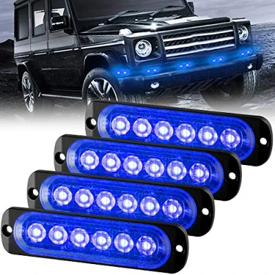 Afbeelding van Sidaqi 4PCS Sync functie 6 LED 12W Emergency Hazard Strobe Warning Grille Working Light Bar voor 12 24V Car Vehicle Truck veiligheid Knipperend baken Waarschuwingslicht (blauw)