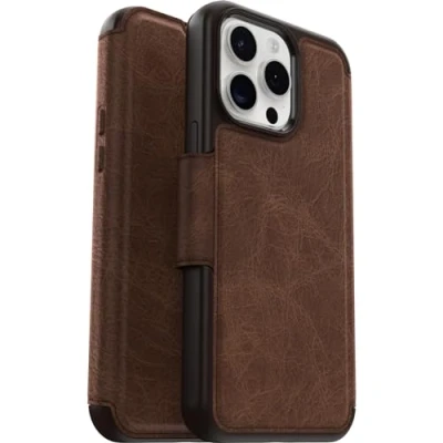 Image de Otterbox Strada Apple iPhone 15 Pro Max Book Case Cruir Brun avec MagSafe