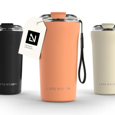 Afbeelding van LARS NYSØM &#039;Rørelse&#039; Thermo Coffee Mug to go 500ml BPA vrij Met Isolatie Draagriem &amp; Tritan Deksel Pumpkin Orange