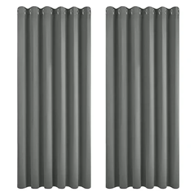 Afbeelding van Deconovo Thermo isolerende verduisteringsgordijnen, voor woonkamer en slaapkamer, modern design met oogjes, 229 x 274 cm (breedte hoogte), lichtgrijs, 2 stuks