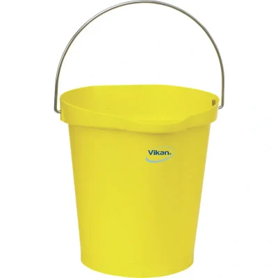 Afbeelding van Vikan Buckets and Lids 12 Liters Hygiene Bucket with Pour Spout Metal Detectable Yellow Graduation 12ltr