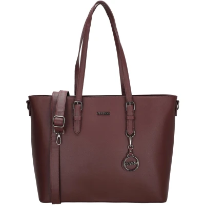 Afbeelding van Charm London Birmingham Hand &amp; Schoudertas Shopper 15,6 inch Laptopvak Ideale School Werk Business Tas Tote Bag Bordeaux rood