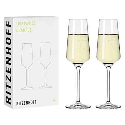 Afbeelding van RITZENHOFF 6111008 Set van 2 champagneglazen 200 ml Lichtweiss serie met echt goud Voor Made in Germany
