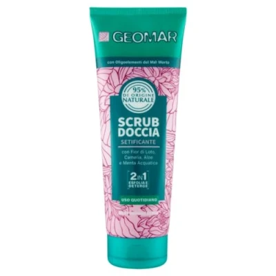 Afbeelding van GEOMAR Douchebodyscrub, wasverzachter, 2 in 1 peeling en reiniging, dagelijks gebruik, 95% natuurlijke oorsprong, veganistische formule, dermatologisch getest, gemaakt Italië, 250 ml