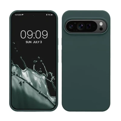 Afbeelding van kwmobile telefoonhoesje geschikt voor Google Pixel 9 Pro XL Hoesje met siliconen coating Smartphone case in blauwgroen