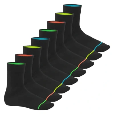 Afbeelding van Footstar Katoenen sokken voor dames en heren (8 paar) in neonlook, zwart.