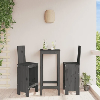 Afbeelding van Barkrukken 2 st 40x42x120 cm massief grenenhout grijs