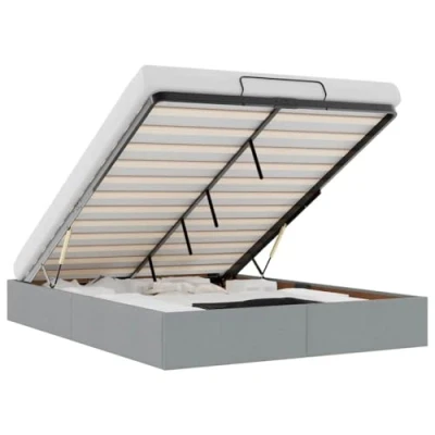 Afbeelding van vidaXL Bedframe zonder matras 140x190 cm stof lichtgrijs