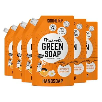Afbeelding van 6x Marcel&#039;s Green Soap Handzeep Sinaasappel &amp; Jasmijn Navul Stazak 500 ml
