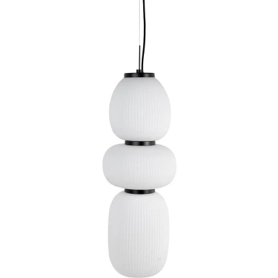 Afbeelding van Lucande hanglamp 1licht Glas, metaal H: 64.5 cm wit, zwart Inclusief lichtbron