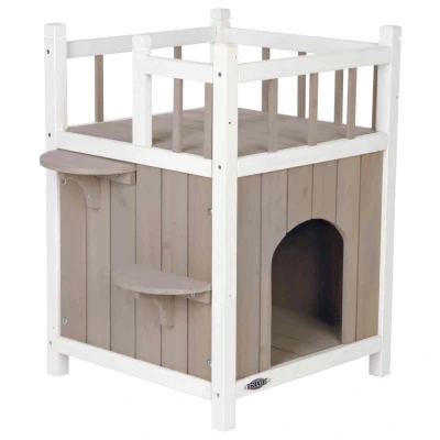 Afbeelding van Trixie Kattenhuis Cat&#039;s Home Met Balkon Grijs / Wit 45X65X45 CM