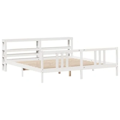 Afbeelding van vidaXL Bedframe met hoofdbord massief grenenhout wit 200x200 cm