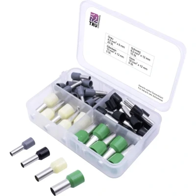 Afbeelding van TRU COMPONENTS T1903C025 Assortiment adereindhulzen 4 mm², 6 10 16 mm² Deels geïsoleerd Grijs, Zwart, Geel, Groen 45 stuk(s)