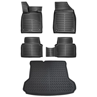 Afbeelding van ELMASLINE 3D rubberen matten en kofferbakmat voor Audi Q4 E TRON vanaf 2021 (standaard laadvloer), niet geschikt variabele laadvloeren