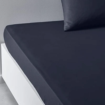 Image de Drap housse Essential 140 x 190 cm 2 personnes 100% Coton uni Fusain