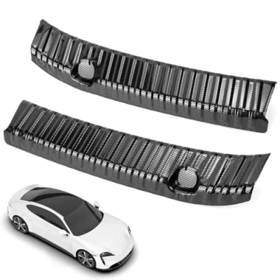 Afbeelding van QWORK® 2 stuks roestvrijstalen bumperbeschermer voor kofferbak, bumperbeschermingsaccessoires in zwart, compatibel met Tesla Model Y