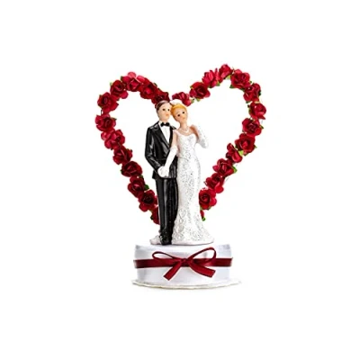 Afbeelding van Taarttopper Bruiloft Bruidspaar Hart 16cm