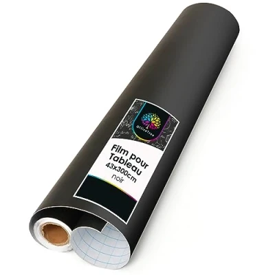 Afbeelding van OfficeTree Krijtfolie Zwart 300 cm Rol Krijtbordfolie Zelfklevend 43 Breed Chalkboard Schrijven Tekenen Accentten Plaatsen met Krijt Interieur DIY Decoratie Presentatie