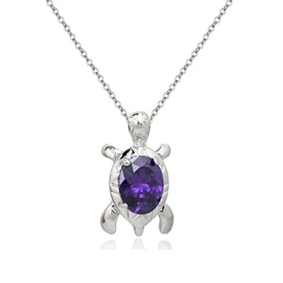 Afbeelding van Crystalline Azuria Halsketting met hanger schildpad, zirkonia, 18 karaat, witverguld, sieraden voor dames en meisjes, Kristal, Kristal