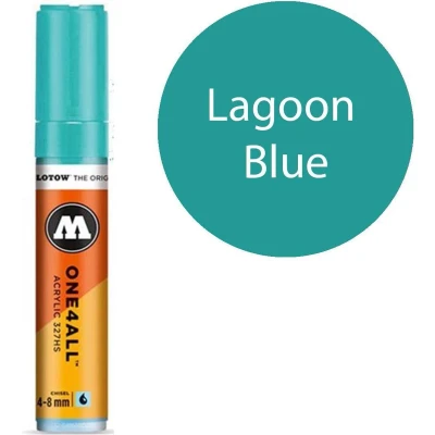 Afbeelding van Molotow 327HS Lagoon Blue aqua blauwe acryl marker Chisel tip 4 8mm Kleur blauw
