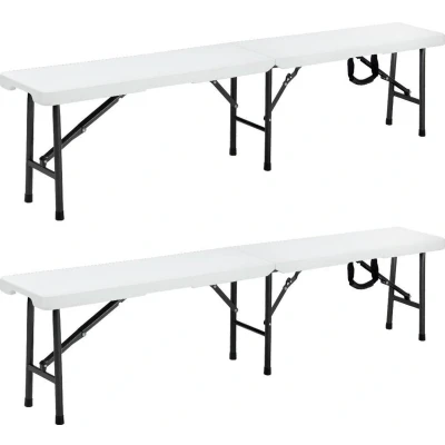 Afbeelding van Bierbanken set van 2 stuks Kunststof Wit 180cm