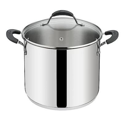 Afbeelding van Lagostina Tempra Stalen pan en deksel, steelpan Ø 24 cm van roestvrij staal 18/10 + glazen met Lagotherm bodem siliconen handgrepen