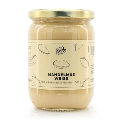 Image de KoRo Purée d’amandes blanches 500 g Crème de noix sans sucre ni sel, additifs végétalienne à base 100% d&#039;amandes