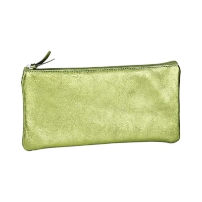 Afbeelding van Clairefontaine 8716C Pennenetui, plat, groen, iriserend effect, 22 x 11 cm, van echt lamsleer