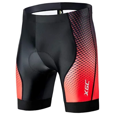 Afbeelding van XGC Fietsshort voor heren, fietsshorts, elastisch, ademend, 4D badstof, hoge dichtheid, Zwart/Rood