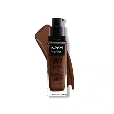 Image de NYX Professional Makeup Fond de Teint Liquide Couvrant Tenue 24h Can&#039;t Stop Won&#039;t Liquid Foundation, Waterproof, Fini Mat, Formule Vegan, Teinte : Warm Walnut (22.5)