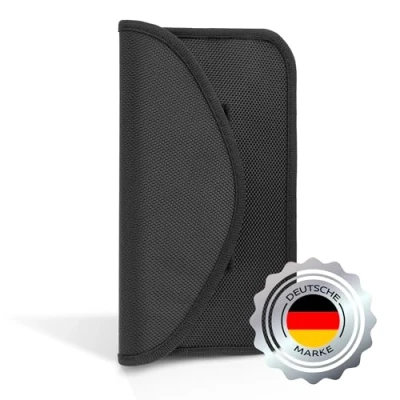 Afbeelding van ECENCE Faraday 1 x beschermhoes voor mobiele telefoon en draagbare autosleutels, RFID /NFC signaalblokkeertas, zwart, bescherming, Cage