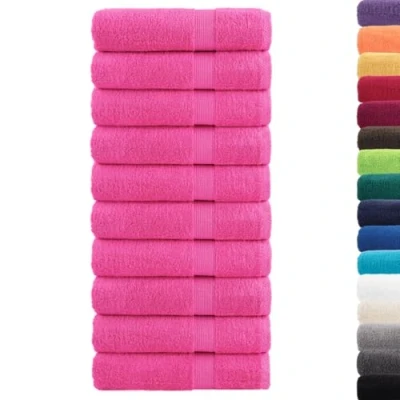 Afbeelding van vidaXL Badhanddoeken 10 st 600 g/m² 70x140 cm 100% katoen roze