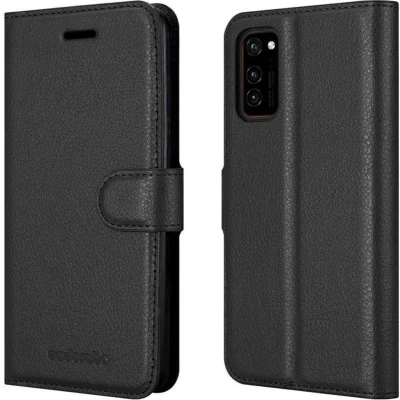 Afbeelding van Cadorabo Hoesje geschikt voor Honor View 30 in PHANTOM ZWART Beschermhoes met magnetische sluiting, standfunctie en kaartvakje Book Case Cover Etui