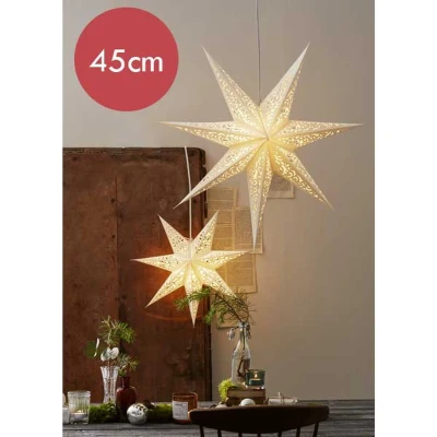 Afbeelding van Wit hangende kerstster Lace 45 cm
