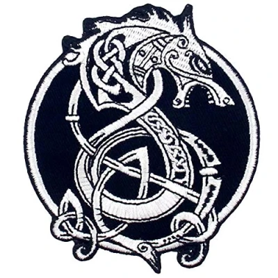 Afbeelding van ZEGIN Geborduurde patch in de vorm van Vikingen Berserk Scandinavische monsterwolf uit mythologie, om te naaien of lijmen met strijkijzer