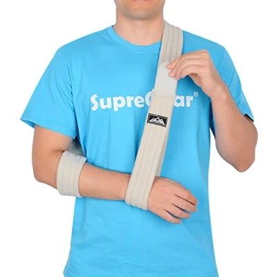 Afbeelding van Supregear Armsjaal, Verstelbare Schouder Immobilisatie Brace Rotator Hoofdtooi Lichtgewicht Swathe Armsteun voor Gewonde Schouder, Gebroken Bonen/Gebroken Bot, Links en Rechter Arm Mannen Vrouwen