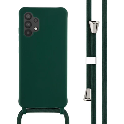 Afbeelding van iMoshion hoesje Geschikt voor Samsung Galaxy A32 (4G) met koord Siliconen Donkergroen