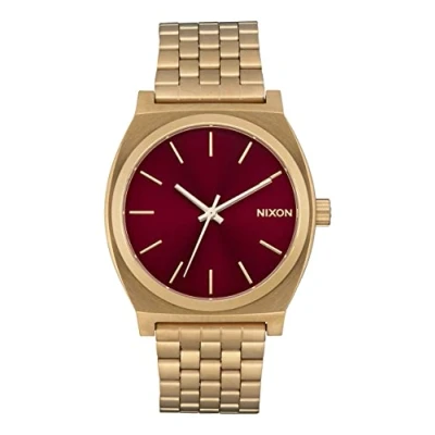 Afbeelding van NIXON Uniseks volwassenen, analoog, digitaal, kwarts, met armband van roestvrij staal, Goud/Oxblood Sunray, modern, Modern