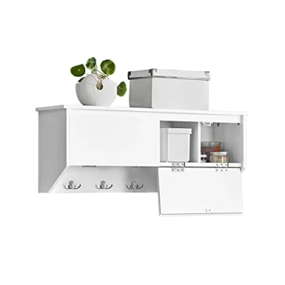 Afbeelding van SoBuy FHK24 W wandkapstok met 2 kleppen en 5 haken wit ca. 78 x 30 20 cm