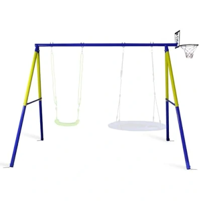 Afbeelding van CCLIFE Schommelset voor kinderen, buiten, max. 200 kg, steunframe schommelbank, nestje, alleen het frame