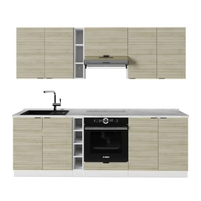 Afbeelding van Vicco Fame Line Complete keukeneenheid 235 cm zonder werkblad Eiken paneel/wit